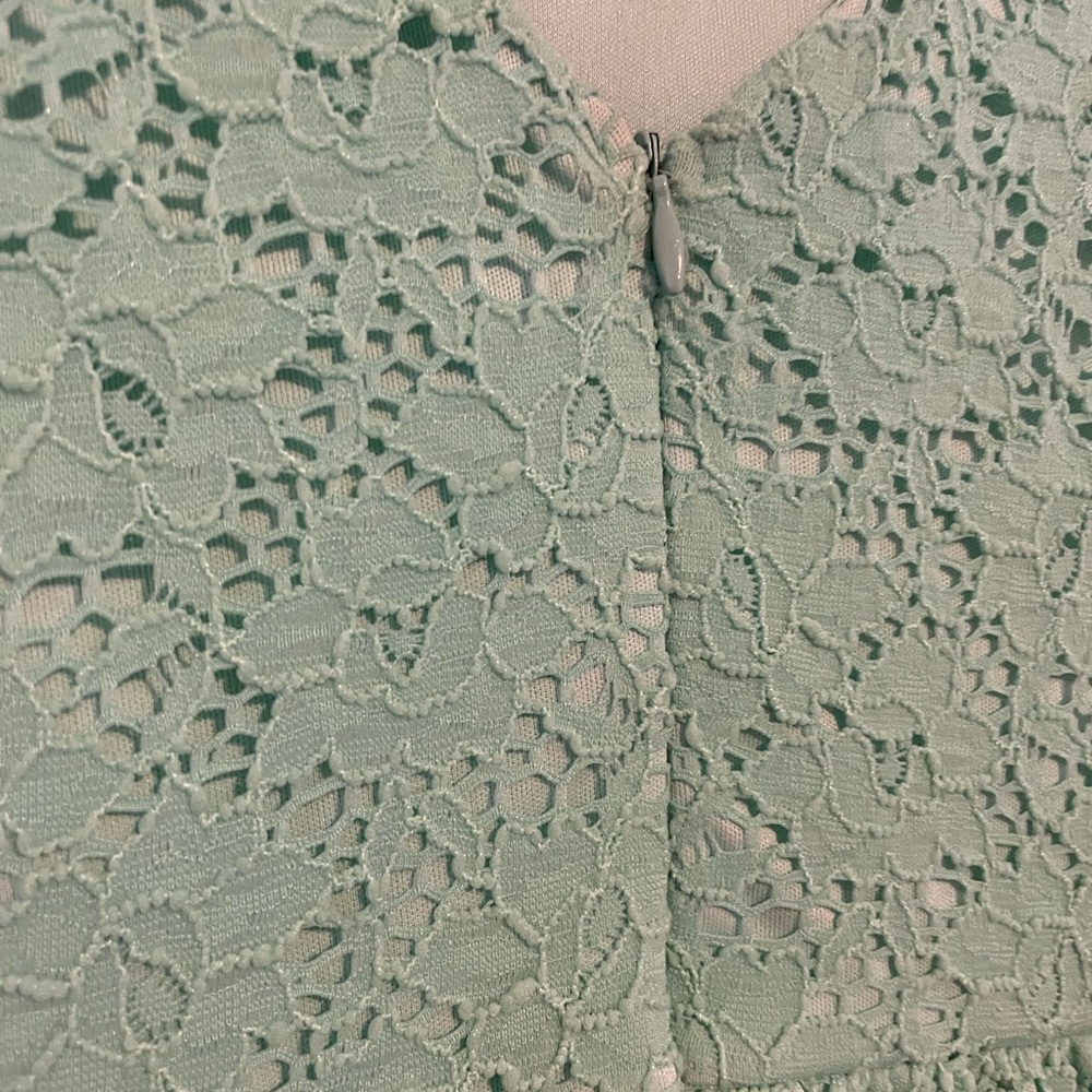 Eclipse - Elegant Minty Blue Lace Dress - Picture 6 of 7